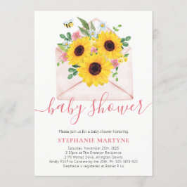 Invitación Sobre floral de girasol Baby Shower
