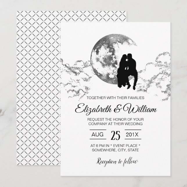 Invitación Sobre la boda elegante lunar (Anverso / Reverso)
