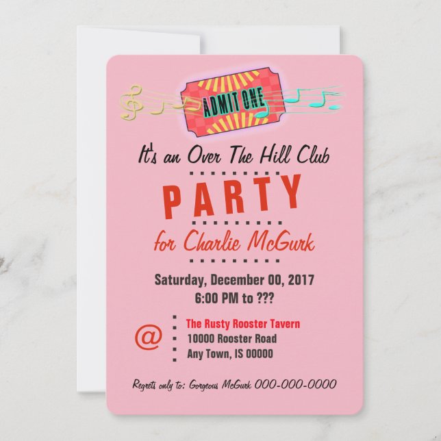 Invitación Sobre la fiesta de Hill Club (Anverso)