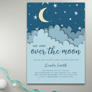 Invitación Sobre la luna - Baby Shower del chico de las estre