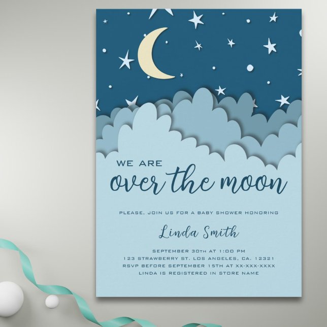 Invitación Sobre la luna - Baby Shower del chico de las estre (Subido por el creador)