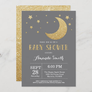 Invitación Sobre la luna Baby Shower Invitation Gold Purpurin