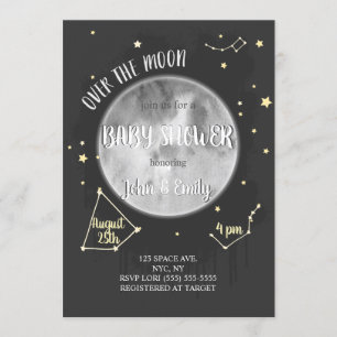 Invitación Sobre la luna   Baby Shower Moon & Stars