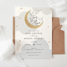 Invitación Sobre la luna Baby Shower neutral de género