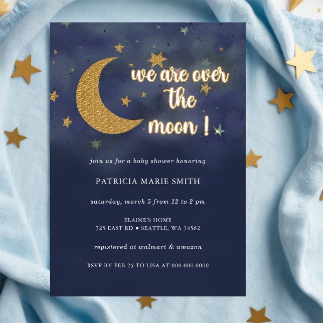 Invitación Sobre la luna Baby Shower neutral de género (Over the Moon Gender Neutral Baby Shower Invitation)