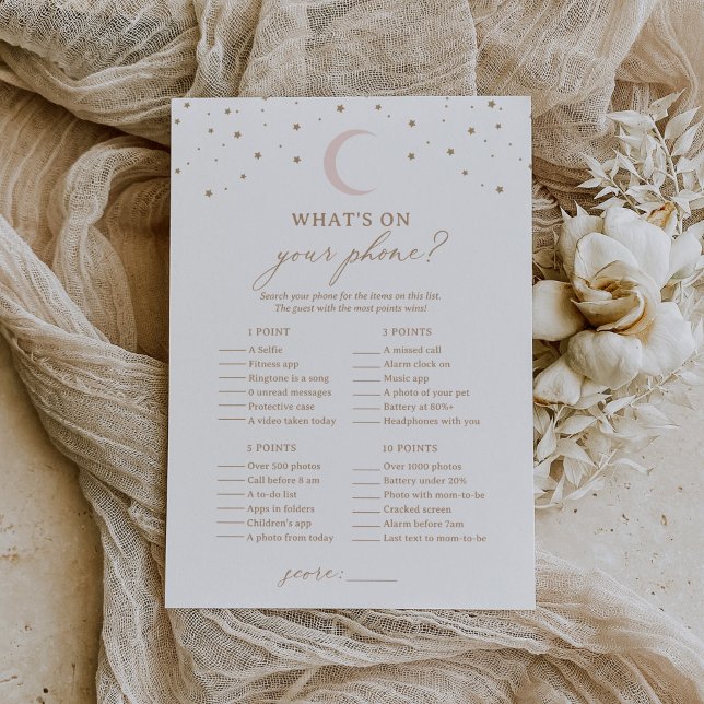 Invitación Sobre la luna Baby Shower qué hay en tu teléfono (Subido por el creador)