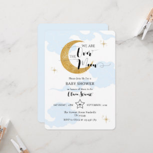 Invitación Sobre la luna Blue Dreamy Baby Shower