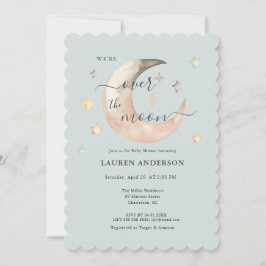 Invitación Sobre La Luna Boho Celestial Azul Shower de bebé