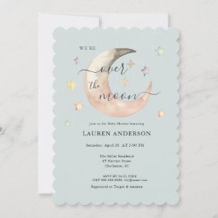 Invitación Sobre La Luna Boho Celestial Azul Shower de bebé