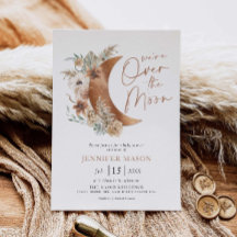 Sobre la Luna Boho Género Neutral Baby Shower Inv