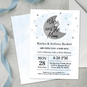 Invitación Sobre la luna Boys Baby Shower