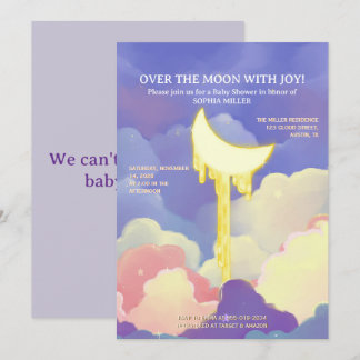 Invitación Sobre La Luna Celebración De Ensueño De Baby Showe