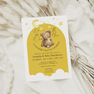 Invitación Sobre la luna Chica amarillo Teddy Bear Baby Showe