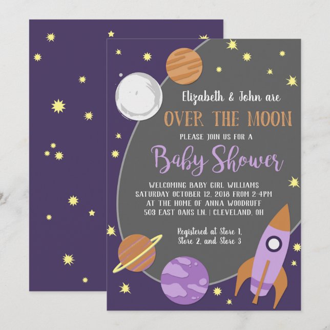 Invitación Sobre la luna Chica del espacio ultraterrestre Bab (Anverso / Reverso)
