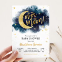 Sobre la luna de oro estrellas azul Baby Shower