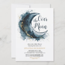Sobre la luna de oro estrellas azul Baby Shower