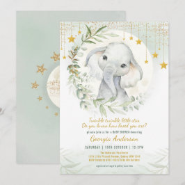 Invitación Sobre la luna | Dreamy Greenery Gold Baby Shower