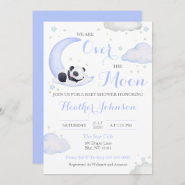 Invitación Sobre La Luna El Panda Bear Baby Shower