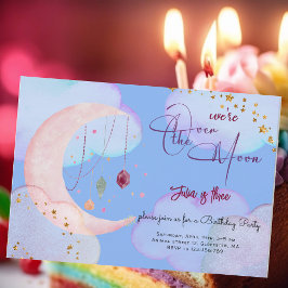 Invitación Sobre la luna hermosos niños pastel cumpleaños