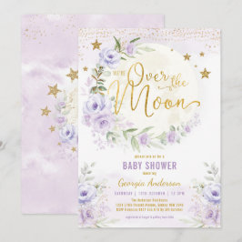 Invitación Sobre la luna | Lavender Gold Chica Baby Shower
