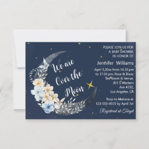 Invitación sobre la luna marina floral ducha de bebé moderna