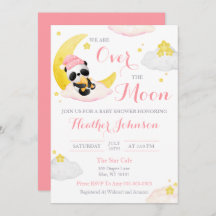 Sobre la luna Panda Chica del oso Baby Shower