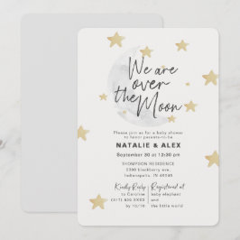 Invitación Sobre la luna y las estrellas Baby Shower neutral
