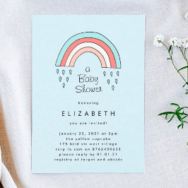 Invitación Sobre la luz azul del arcoiris Baby Shower