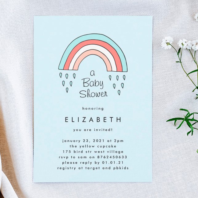Invitación Sobre la luz azul del arcoiris Baby Shower (Subido por el creador)