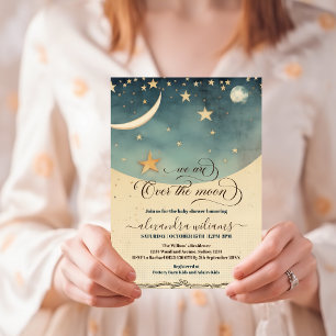 Invitación Sobre la moraleja azul de la luna Baby Shower