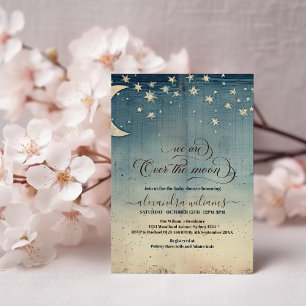 Invitación Sobre la moraleja azul de la luna Baby Shower