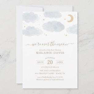 Invitación Sobre la moraleja azul de la luna Baby Shower