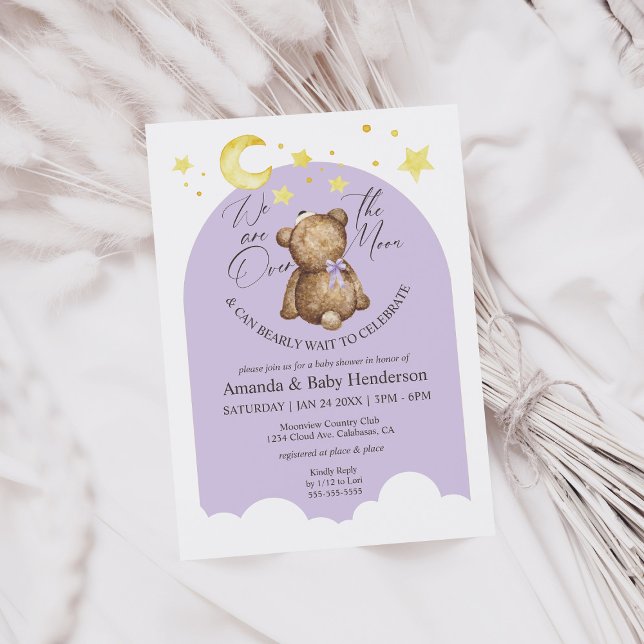 Invitación Sobre la morena Lavanda Teddy Bear Baby Shower (Subido por el creador)