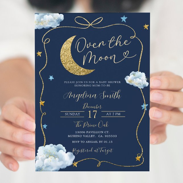 Invitación Sobre las estrellas de la luna Baby Shower hecho a (Subido por el creador)