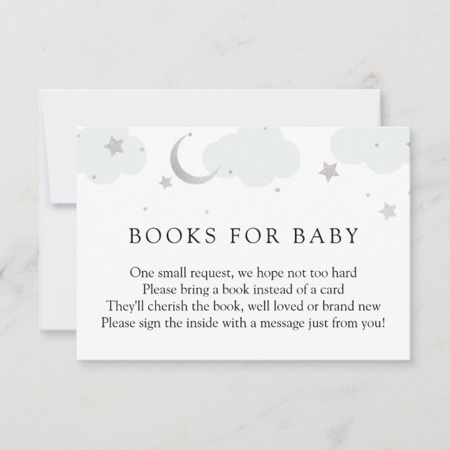Invitación Sobre los libros azules de plata lunar para tarjet (Anverso)