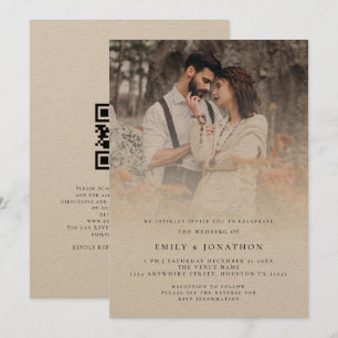 Invitación Sobreponer Código QR con Letra Rústica para Fotos 
