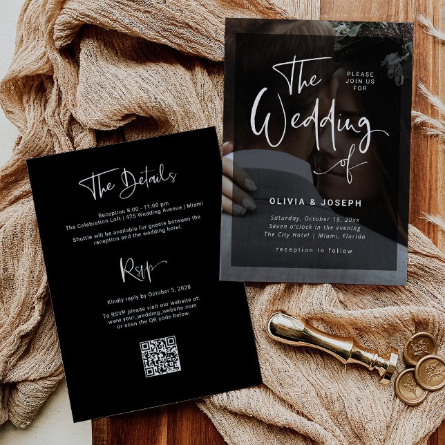 Invitación Sobreposición de fotos moderna | Todos en un Boda (Subido por el creador)