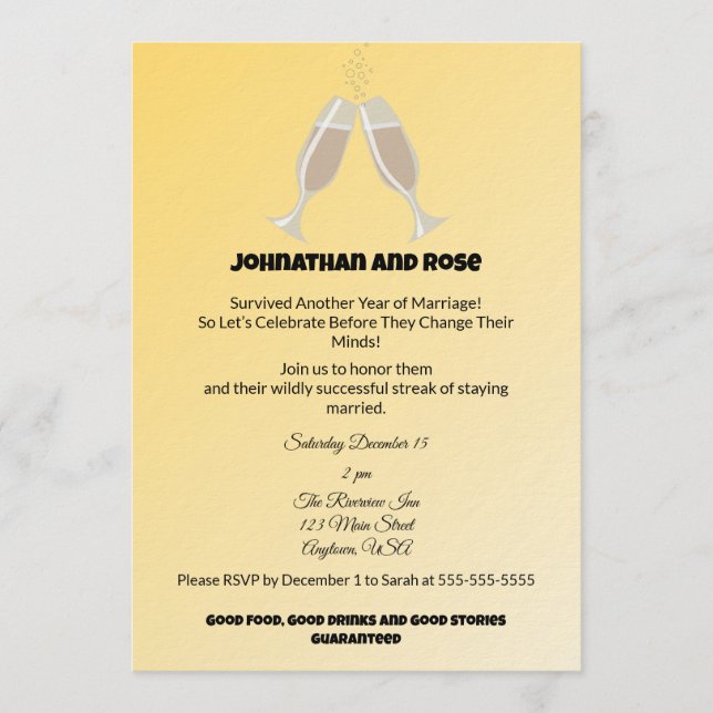 Invitación Sobreviví otro año de matrimonio (Anverso)