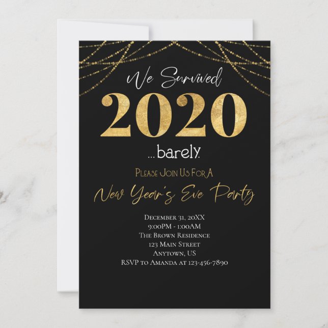 Invitación Sobrevivimos a 2020 Año Nuevo 2021 (Anverso)