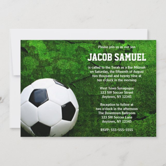 Invitación Soccer Ball Bar Mitzvah (Anverso)