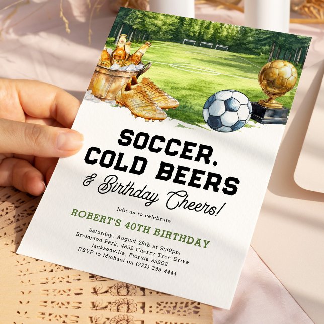 Invitación Soccer, Beers & Cheers Adult Birthday (Subido por el creador)