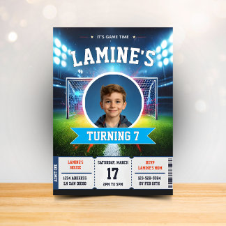 Invitación Soccer Birthday Football Party Photo Card