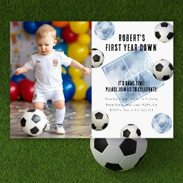Invitación Soccer First Year Down 1st Birthday Party