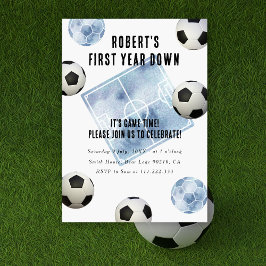 Invitación Soccer First Year Down 1st Birthday Party