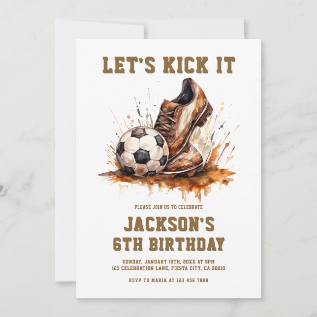 Invitación Soccer Football Birthday Invitation (Anverso)