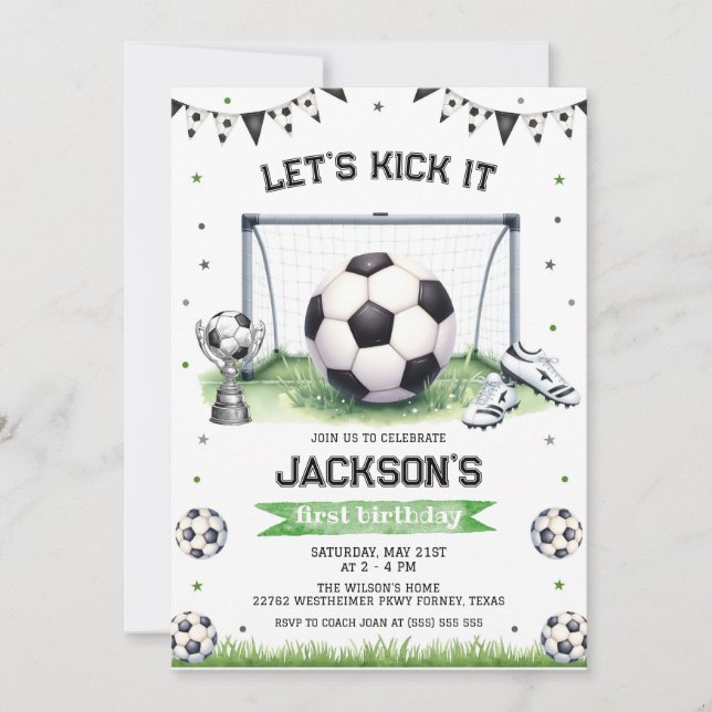 Invitación Soccer Kids Boy Birthday Party Invitation (Anverso)