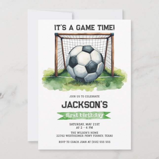 Invitación Soccer Kids Boy Birthday Party Invitation (Anverso)