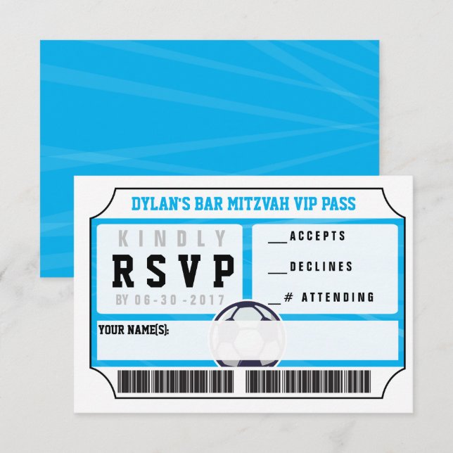 Invitación SOCCER VIP REPLICACIÓN CARD Bar Bat Mitzvah Invita (Anverso / Reverso)