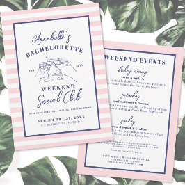 Invitación Social Club Preppy Bachelorette Party