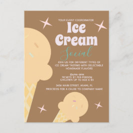 Invitación Social de Volante de Cono de Helado Ret